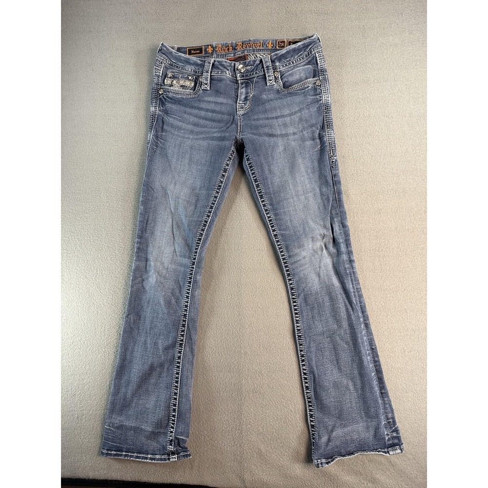 Rock Revival Haine Easy Boot Jeans Womens 28 Medium Wash Blue Bootcut Denim